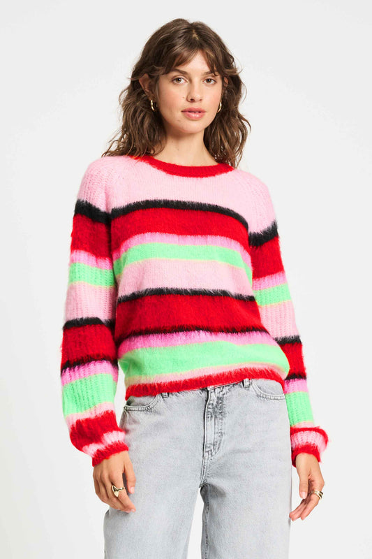 POM Amsterdam Pullovers Multi colour / 34 SWEATER - Brushed Stripes Green