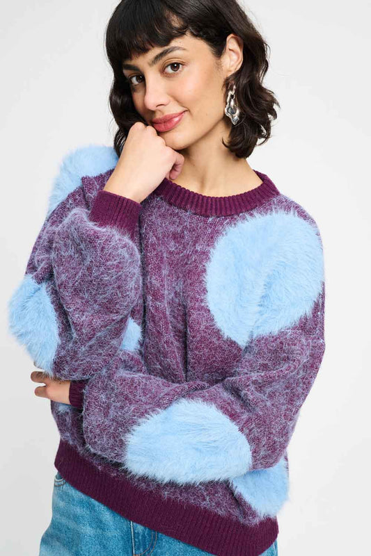 POM Amsterdam Pullovers Purple / 34 SWEATER - Dots Plum