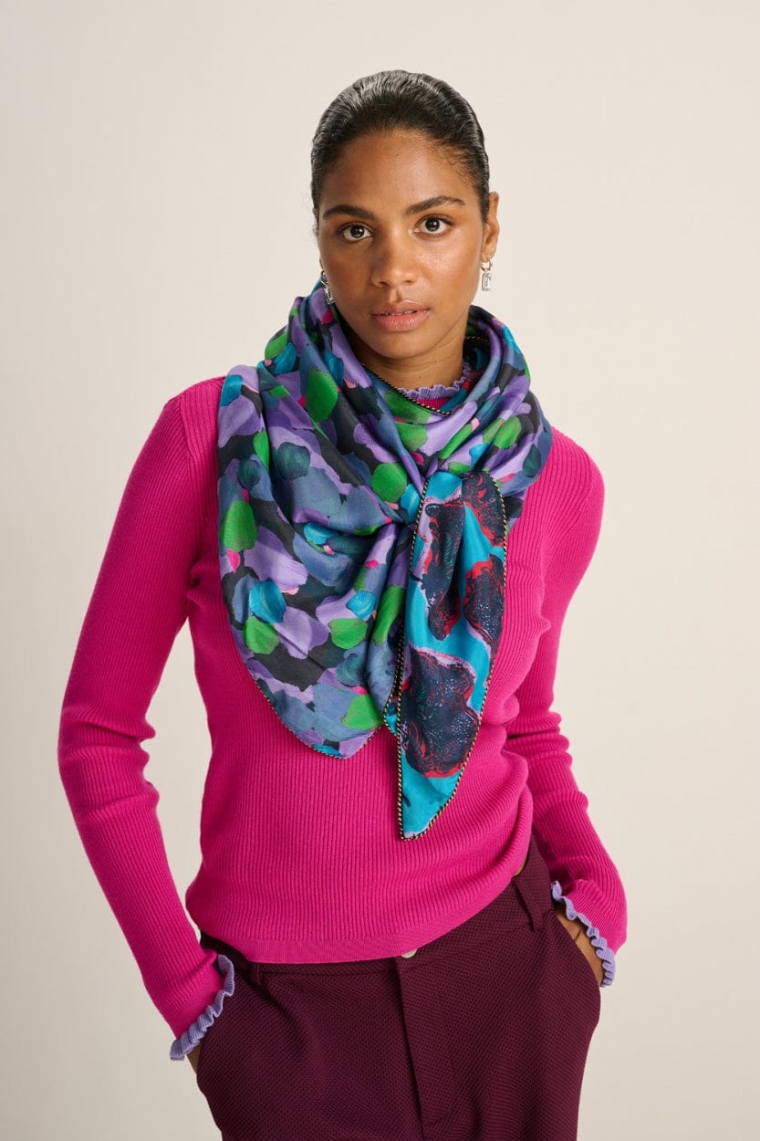 POM Amsterdam Shawls Blue / OS ÉCHARPE - Double Flower Pop Blue