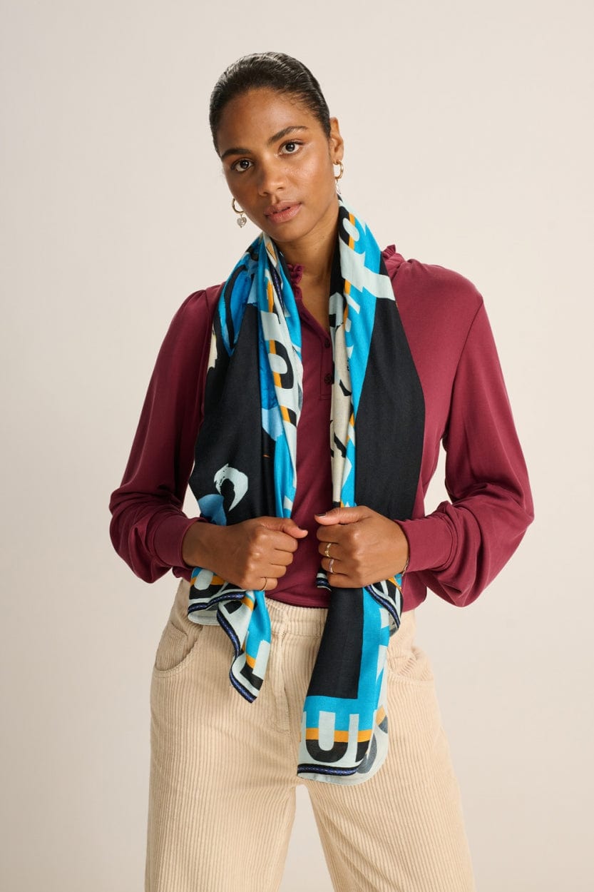POM Amsterdam Shawls Blue / OS ÉCHARPE - Flower Glory Blue