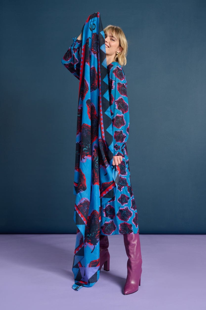 POM Amsterdam Shawls Blue / OS ÉCHARPE - Flower Pop Blue