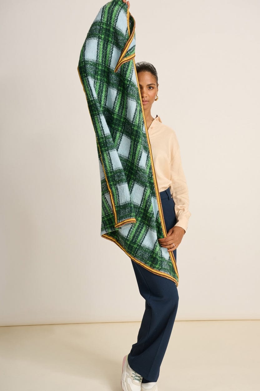 POM Amsterdam Shawls Green / OS ÉCHARPE - Checks Ice Blue