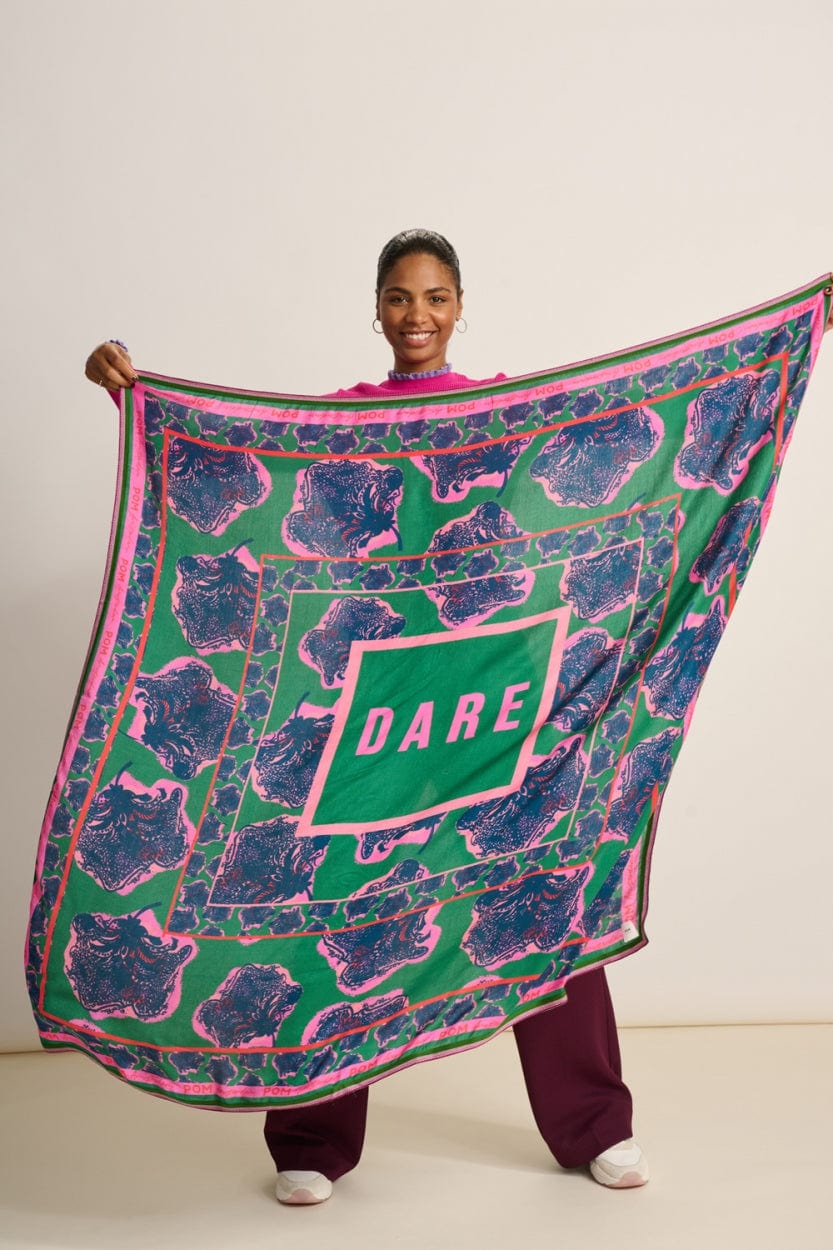 POM Amsterdam Shawls Green / OS ÉCHARPE - DARE Flower Pop Pink