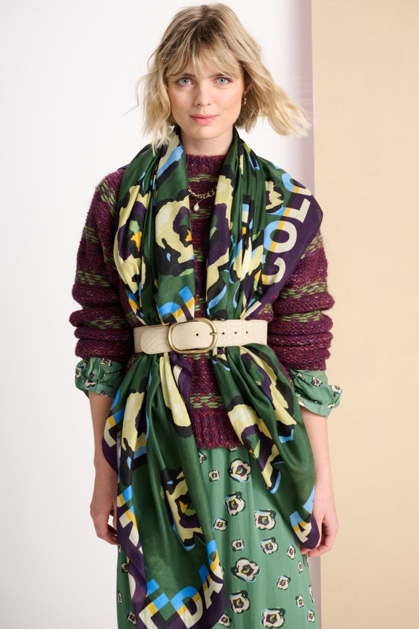 POM Amsterdam Shawls Green / OS ÉCHARPE - Flower Swirl Green