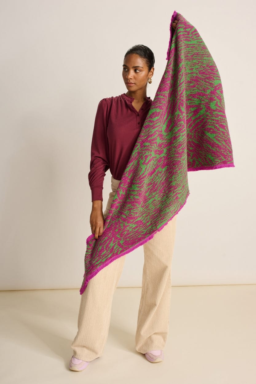 POM Amsterdam Shawls Green / OS ÉCHARPE - Zebra Fiery Pink