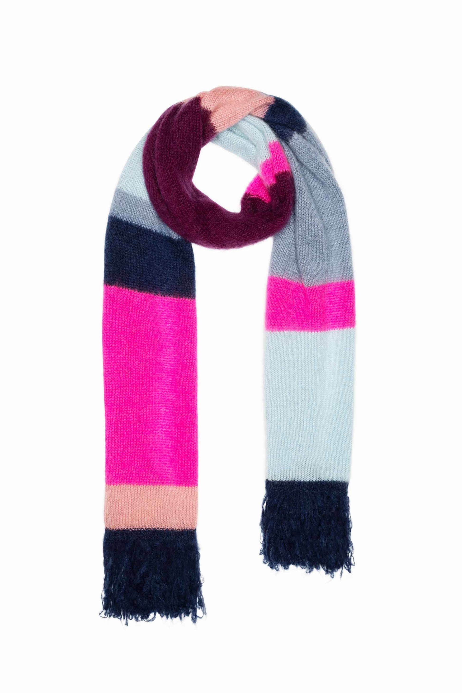 POM Amsterdam Shawls Multi colour / OS ECHARPE - Brushed Stripes Blue