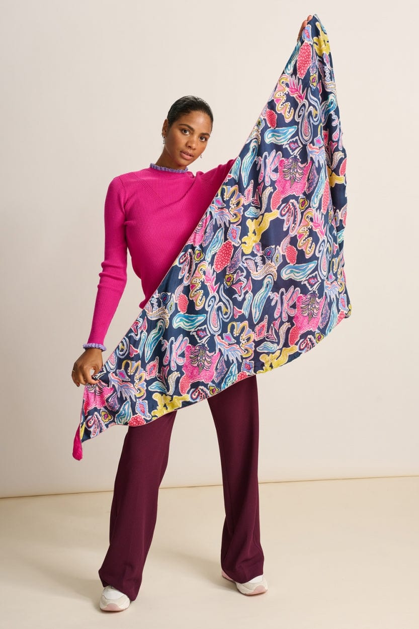 POM Amsterdam Shawls Pink / OS ÉCHARPE - Double Full Glow Deep Blue