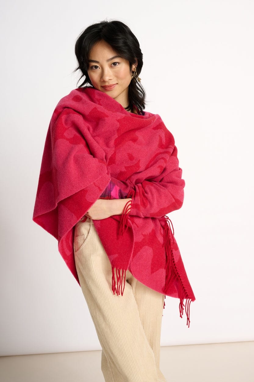 POM Amsterdam Shawls Red / OS CAPE - Flower Glory Pink