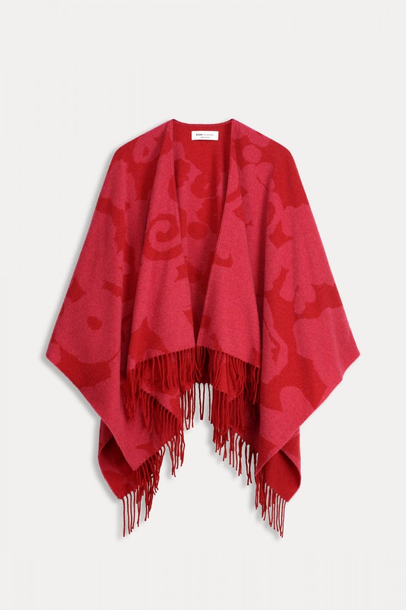 POM Amsterdam Shawls Red / OS CAPE - Flower Glory Pink