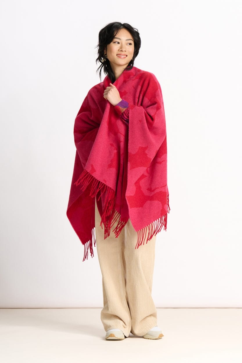 POM Amsterdam Shawls Red / OS CAPE - Flower Glory Pink