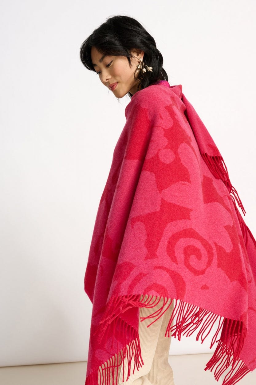 POM Amsterdam Shawls Red / OS CAPE - Flower Glory Pink