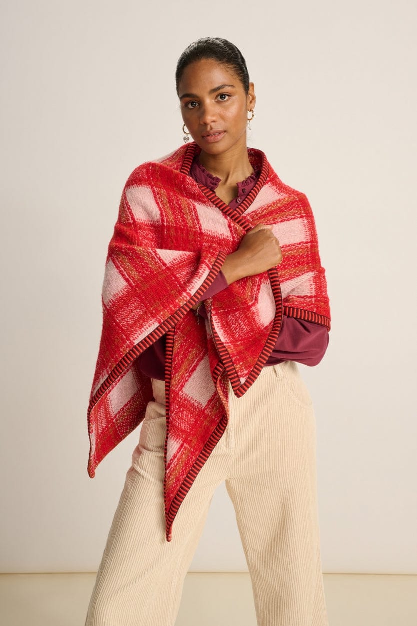 POM Amsterdam Shawls Red / OS ÉCHARPE - Checks Scarlet Red