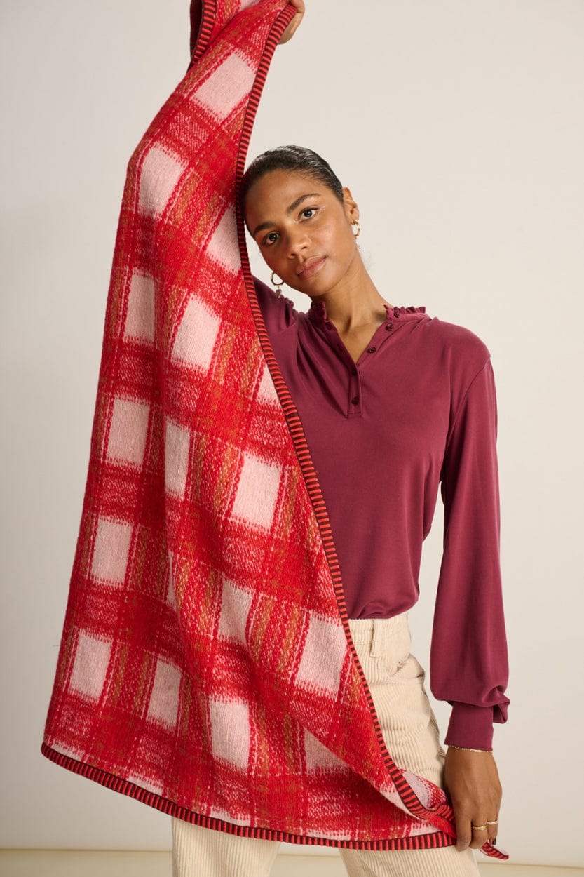 POM Amsterdam Shawls Red / OS ÉCHARPE - Checks Scarlet Red