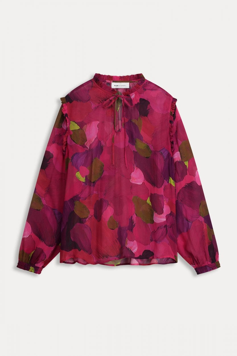 POM Amsterdam Tops TOP - Brushwork Fiery Pink