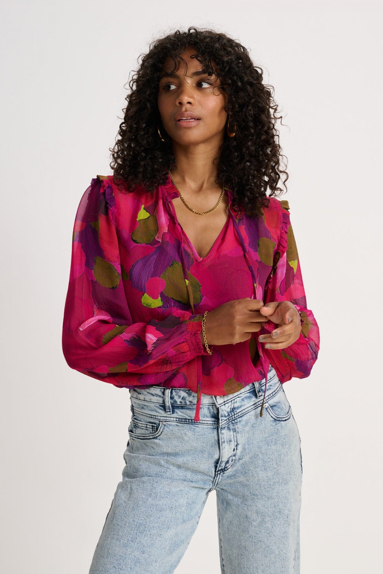 POM Amsterdam Tops TOP - Brushwork Fiery Pink