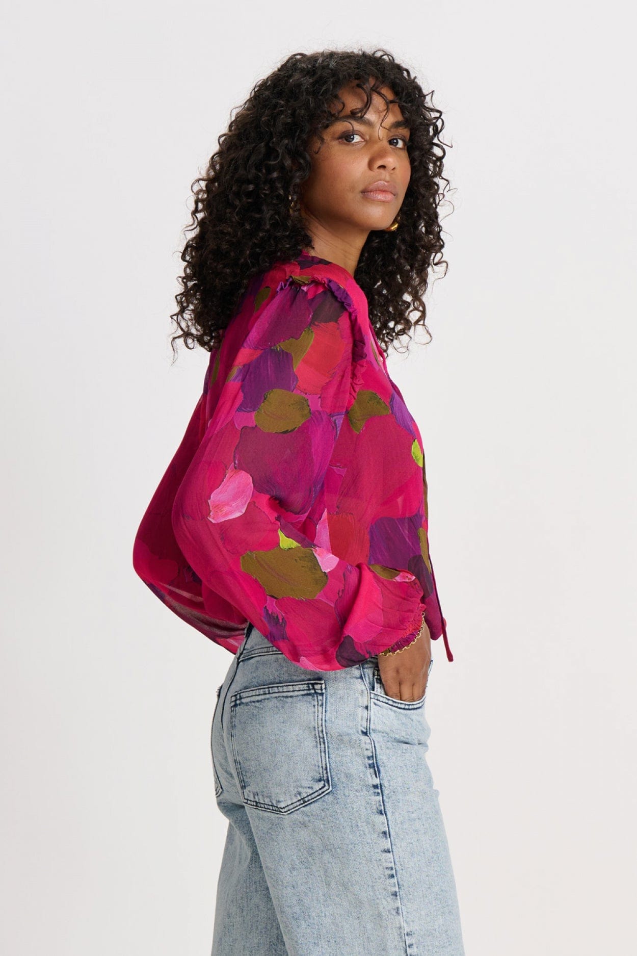 POM Amsterdam Tops TOP - Brushwork Fiery Pink