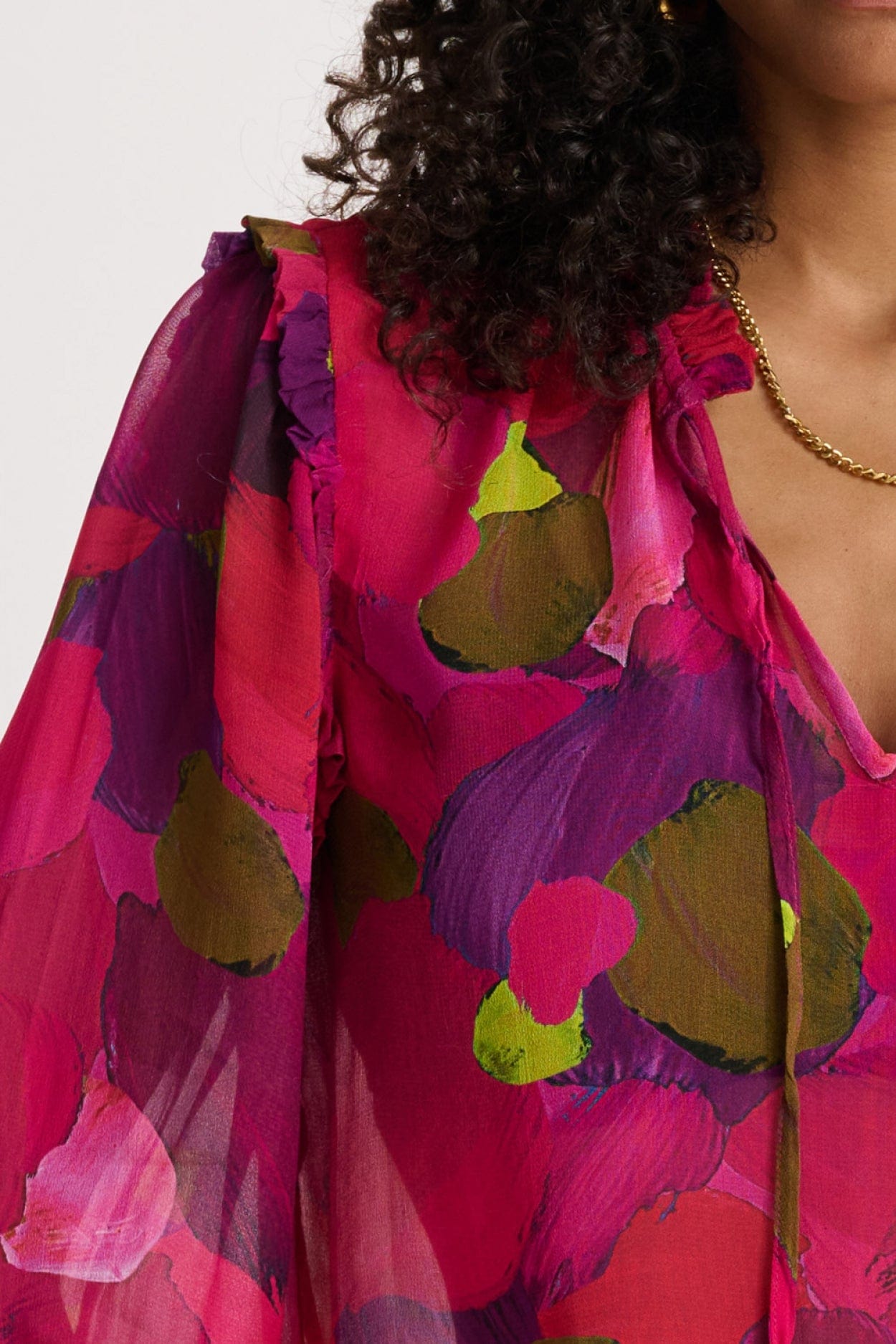 POM Amsterdam Tops TOP - Brushwork Fiery Pink