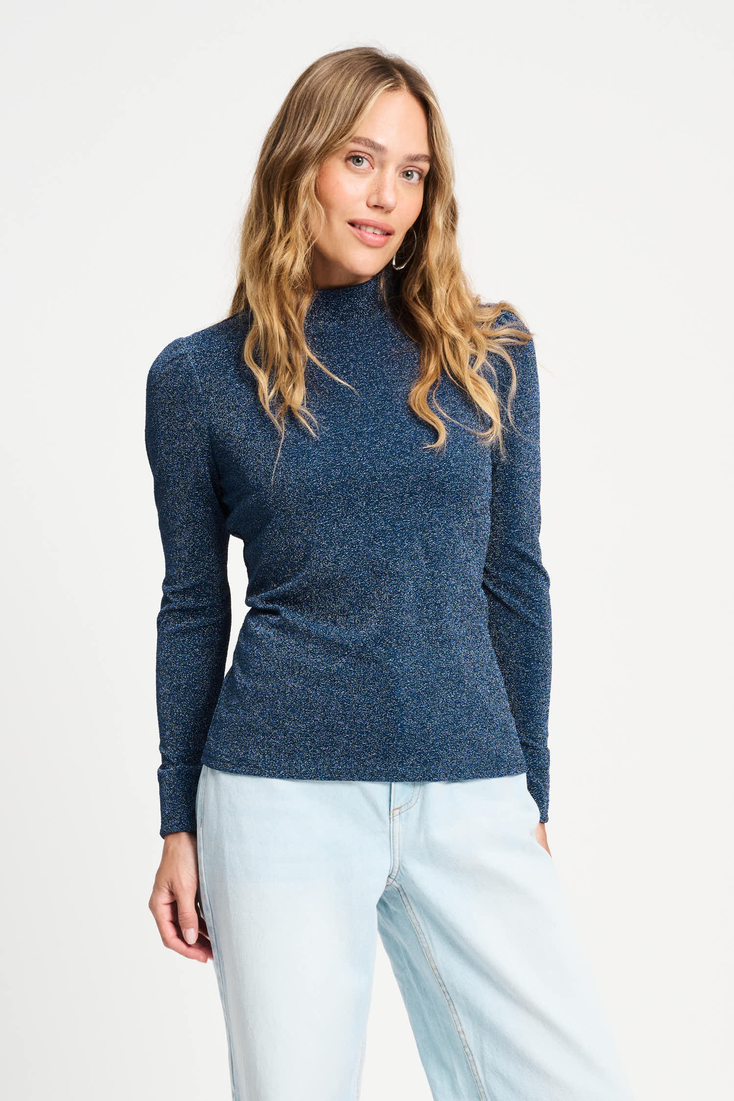 POM Amsterdam Turtlenecks Blue / 34 TURTLENECK - Glitter Dawn Blue