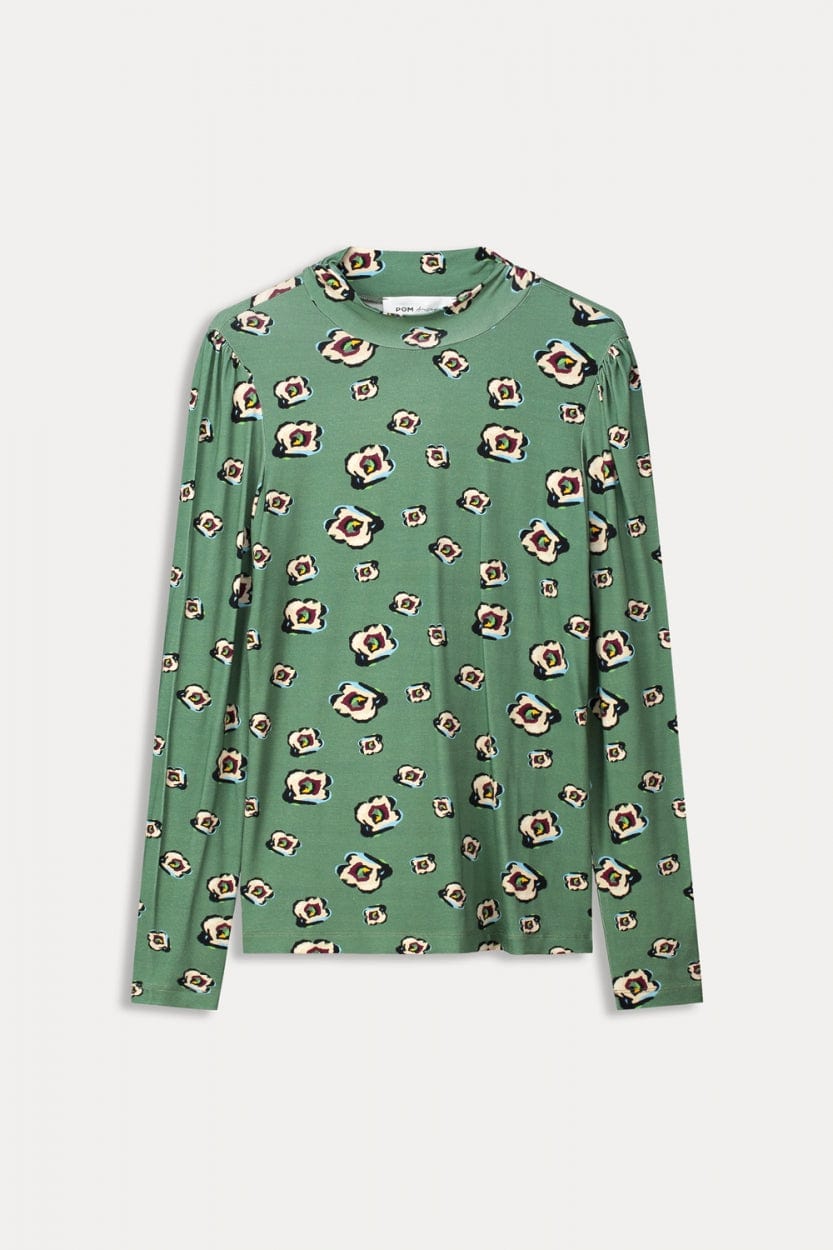 POM Amsterdam Turtlenecks COL ROULÉ - Flower Swirl Green