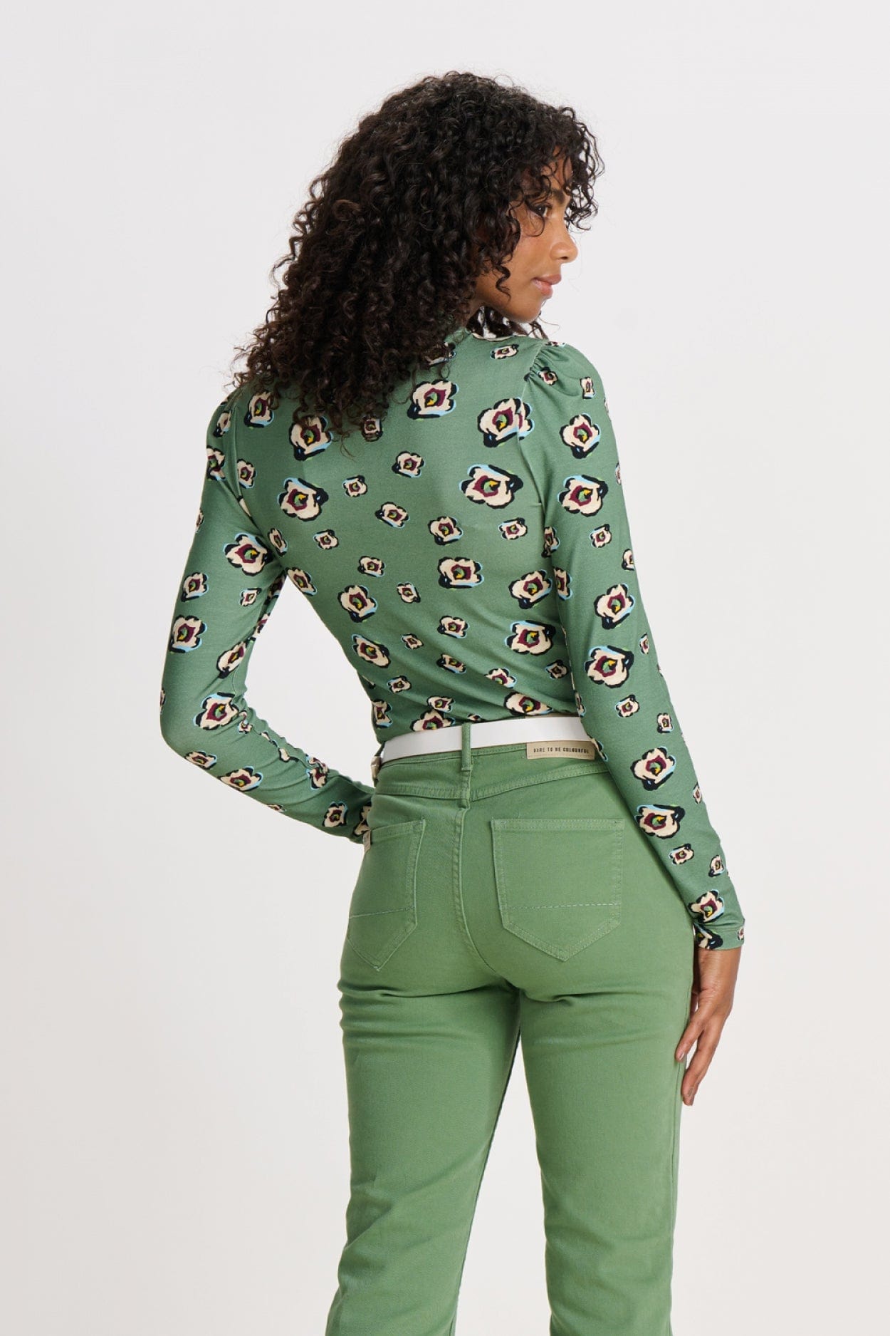 POM Amsterdam Turtlenecks COL ROULÉ - Flower Swirl Green