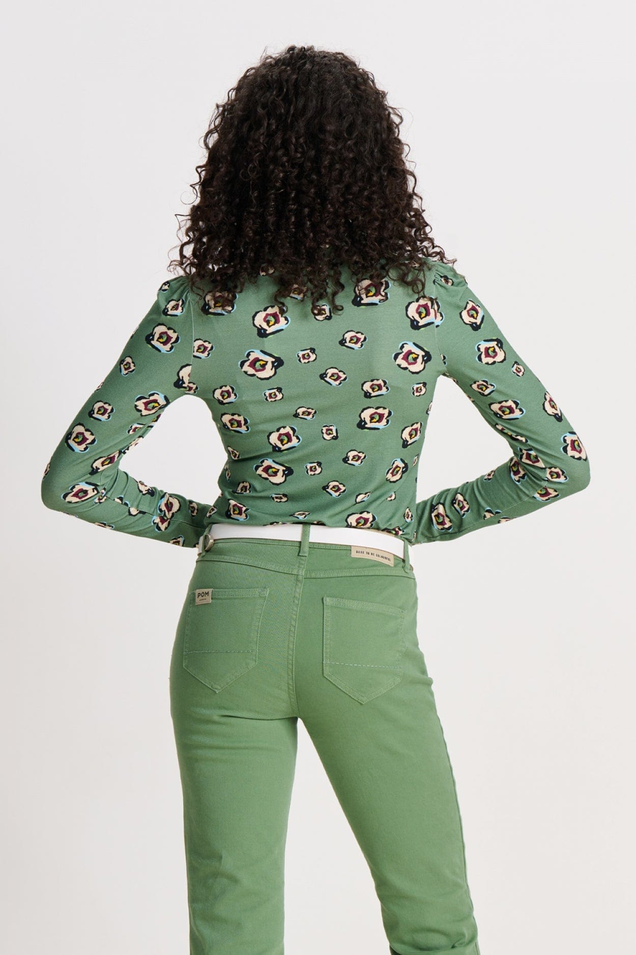 POM Amsterdam Turtlenecks COL ROULÉ - Flower Swirl Green