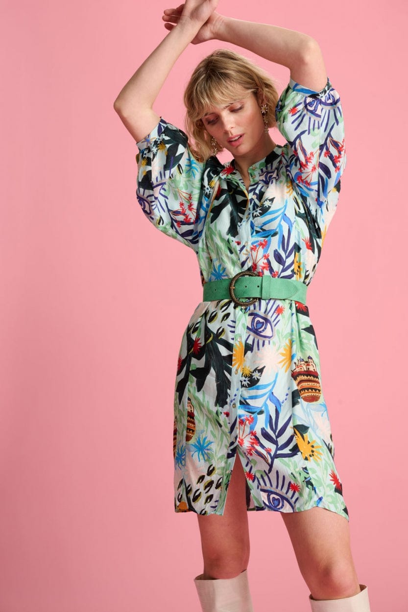POM Amsterdam Dresses Blue / 34 ROBE - Botanical Blue