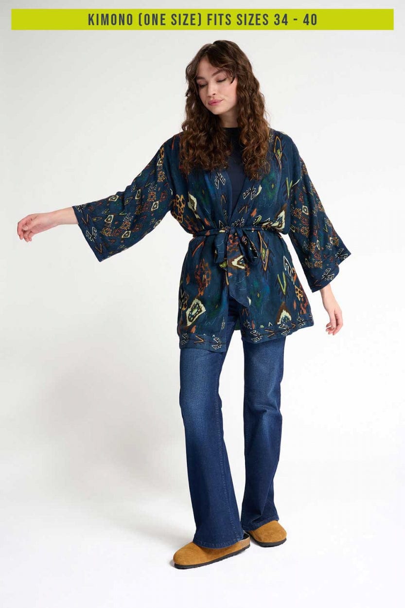 POM Amsterdam Kimono Blue / OS KIMONO - Crafts Navy Blue
