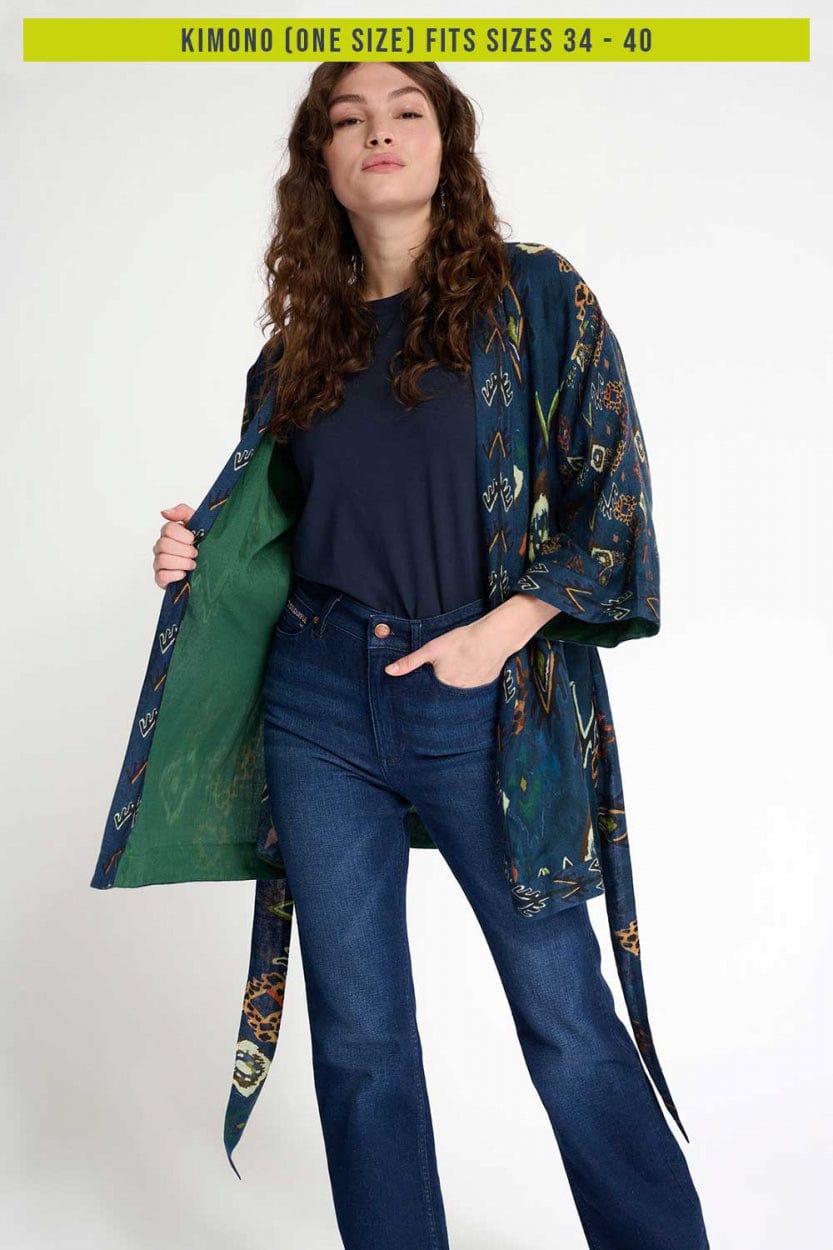 POM Amsterdam Kimono Blue / OS KIMONO - Crafts Navy Blue