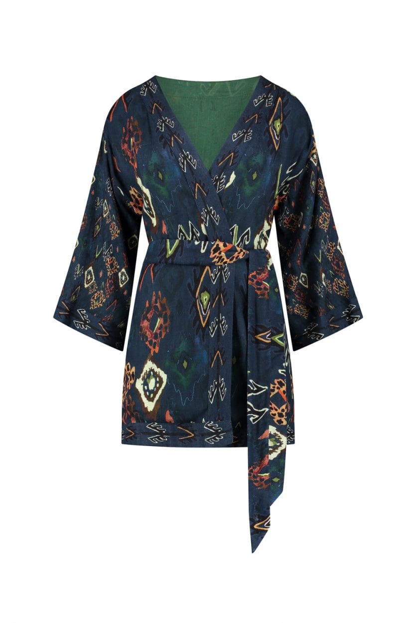 POM Amsterdam Kimono Blue / OS KIMONO - Crafts Navy Blue
