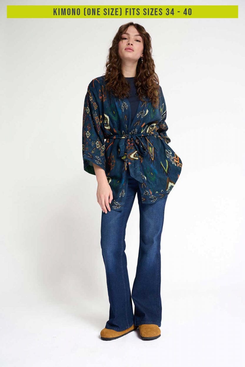POM Amsterdam Kimono Blue / OS KIMONO - Crafts Navy Blue