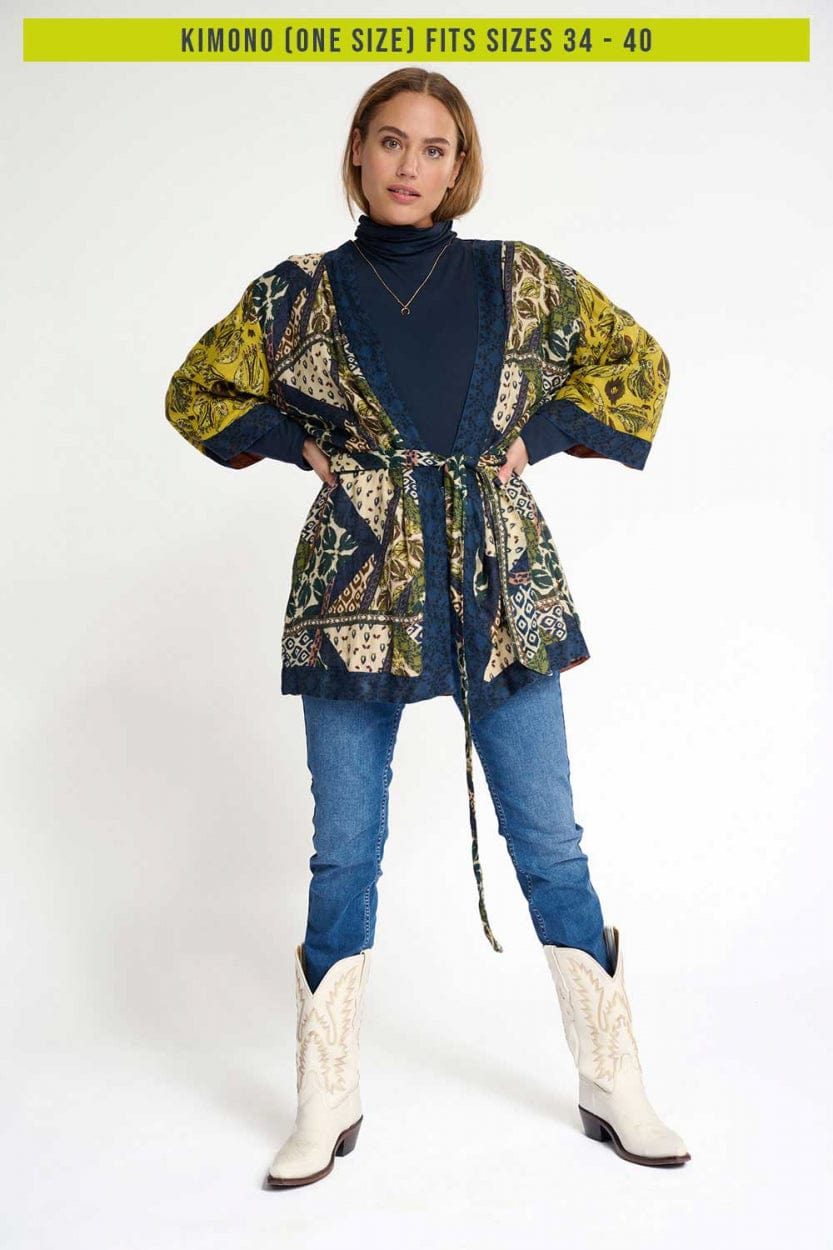 POM Amsterdam Kimono Green / OS KIMONO - Eclectic Tribal