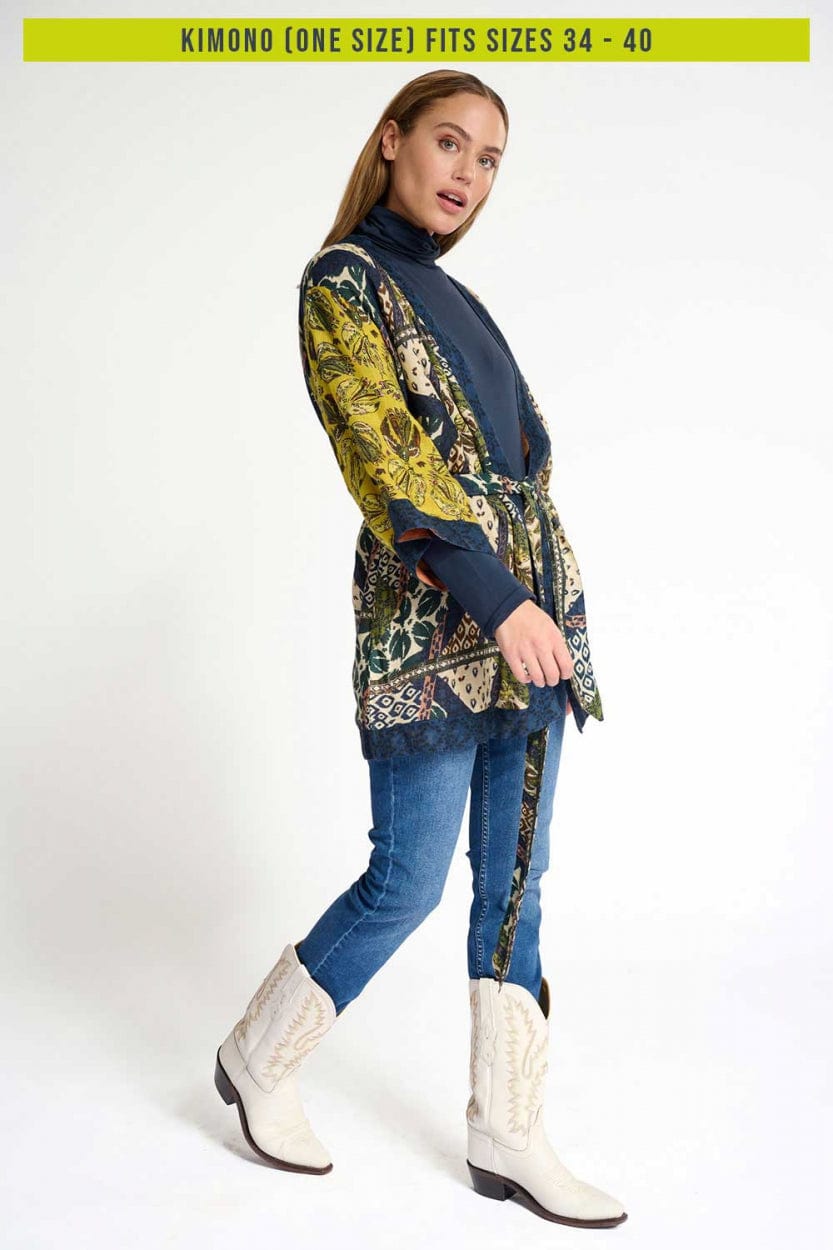 POM Amsterdam Kimono Green / OS KIMONO - Eclectic Tribal