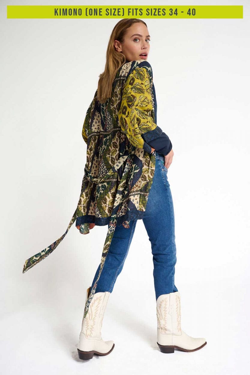POM Amsterdam Kimono Green / OS KIMONO - Eclectic Tribal