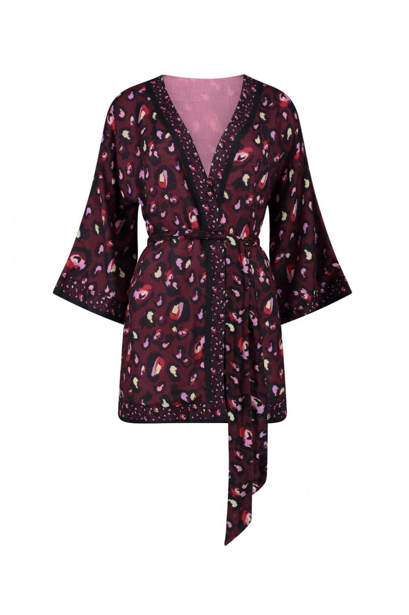 POM Amsterdam Kimono Red / OS KIMONO - Leopard Red