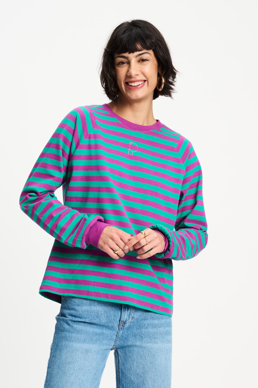 POM Amsterdam Longsleeves TOP - Striped Purple Green