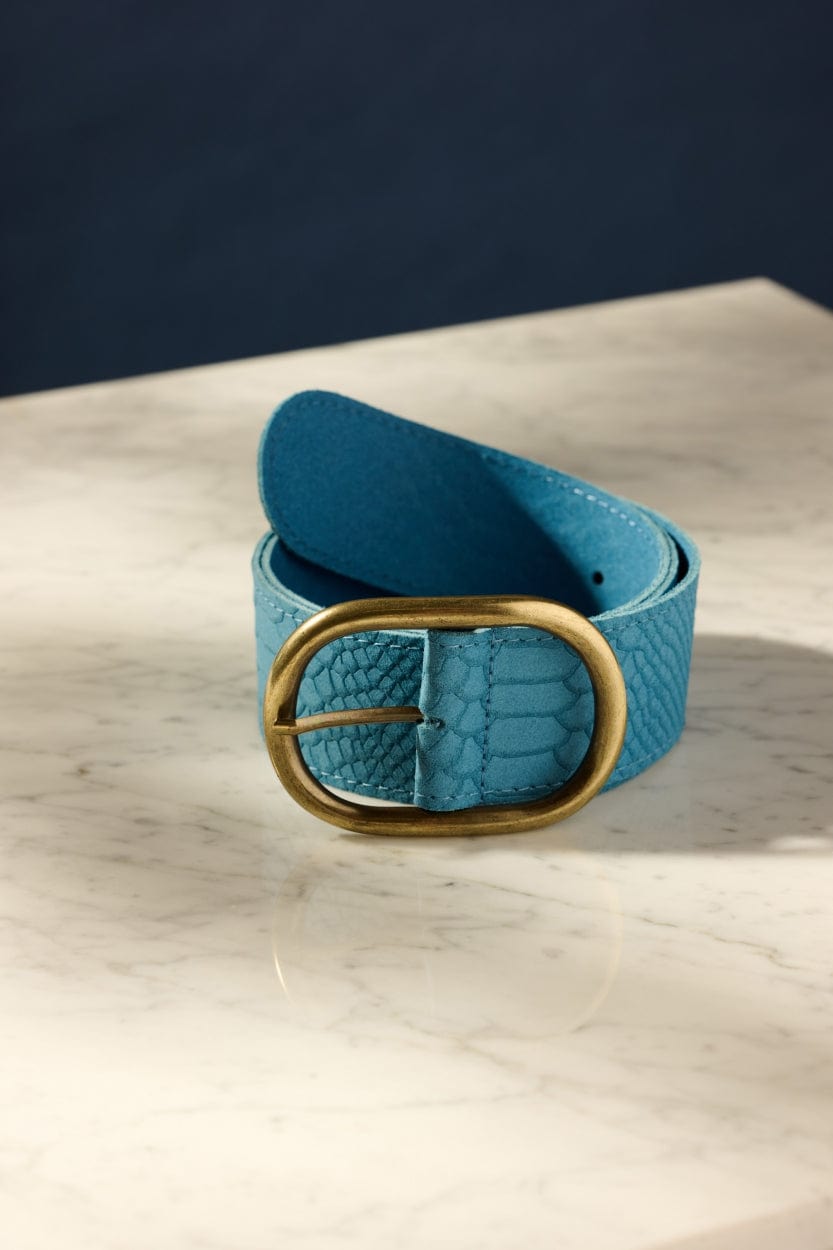 POM Amsterdam Belts CEINTURE - Olivia Suede Sky Blue