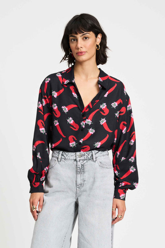 POM Amsterdam Blouses Black / 34 BLOUSE - Violet Pepper Garden