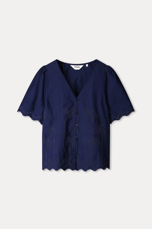 POM Amsterdam Blouses BLOUSE - Broderie Anglaise Night Blue