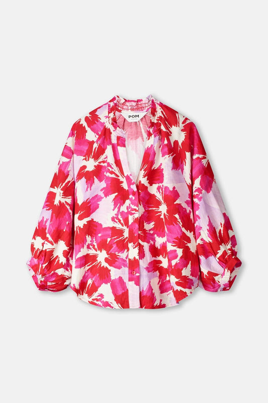 POM Amsterdam Blouses BLOUSE - Bubble Bloom Lavender Linen