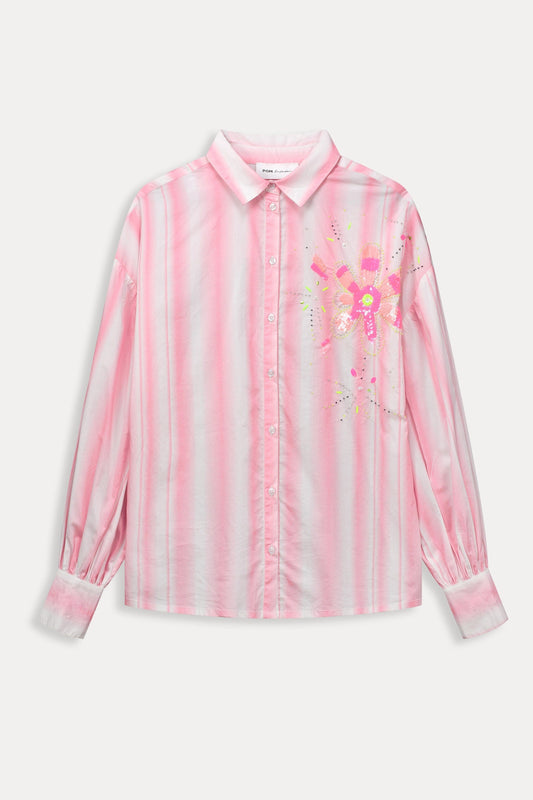 POM Amsterdam Blouses BLOUSE - Embroidery Striped Pink