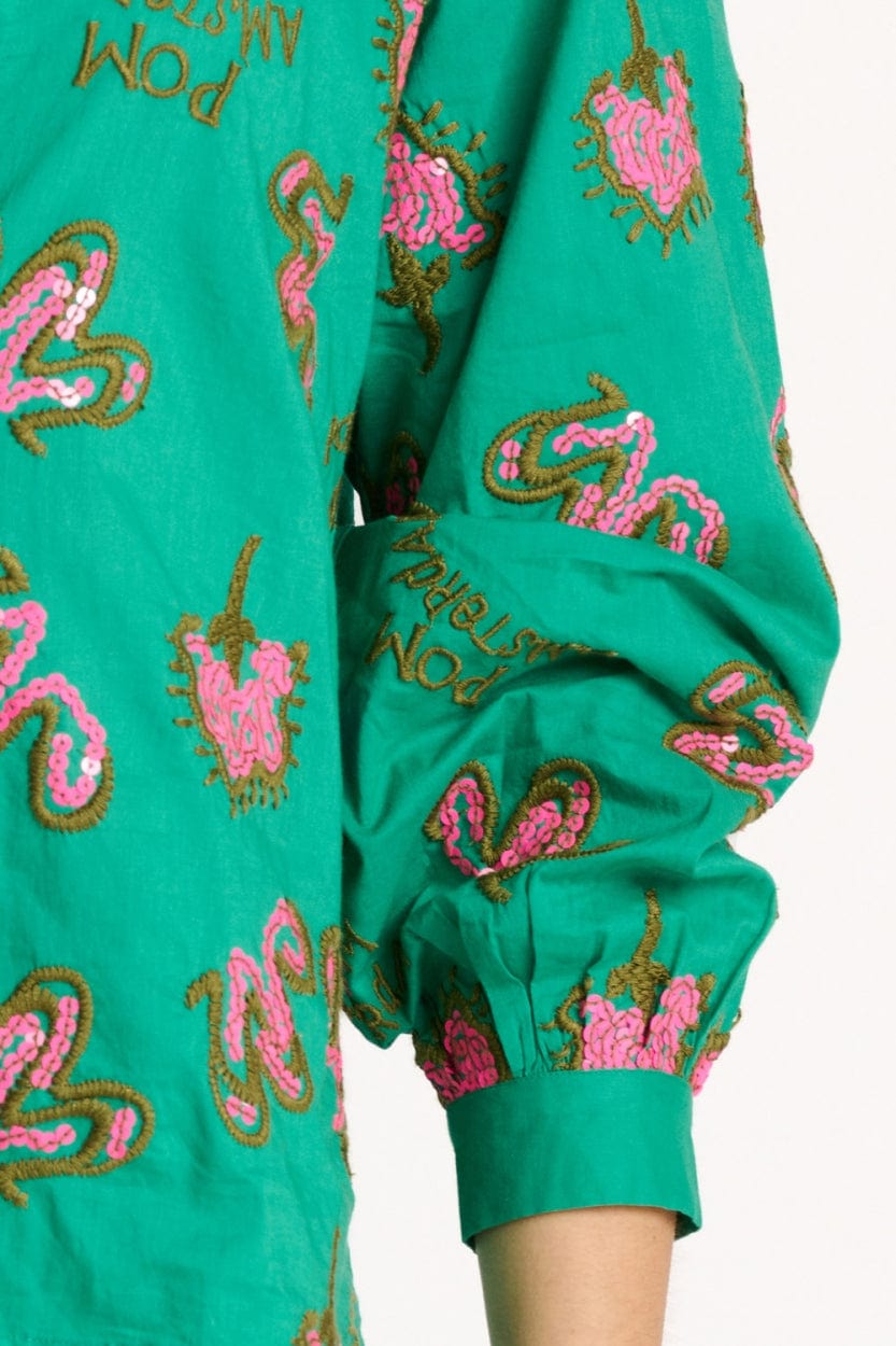POM Amsterdam Blouses BLOUSE - Fern Green Shine