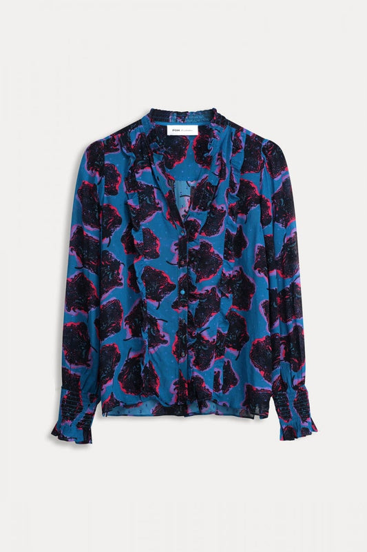 POM Amsterdam Blouses BLOUSE - Flower Pop Blue
