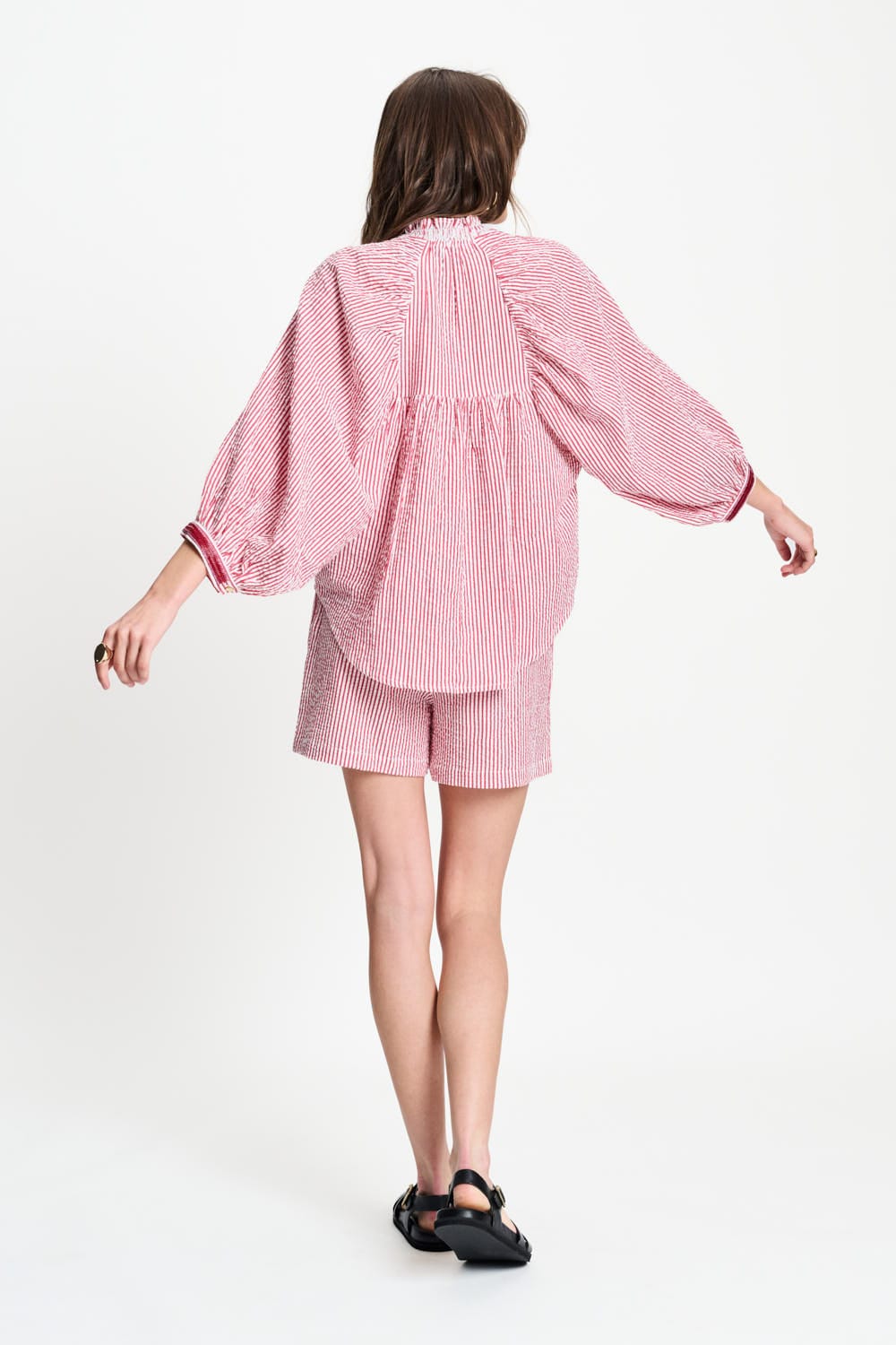 POM Amsterdam Blouses BLOUSE - Seersucker Red White