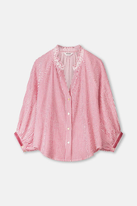 POM Amsterdam Blouses BLOUSE - Seersucker Red White