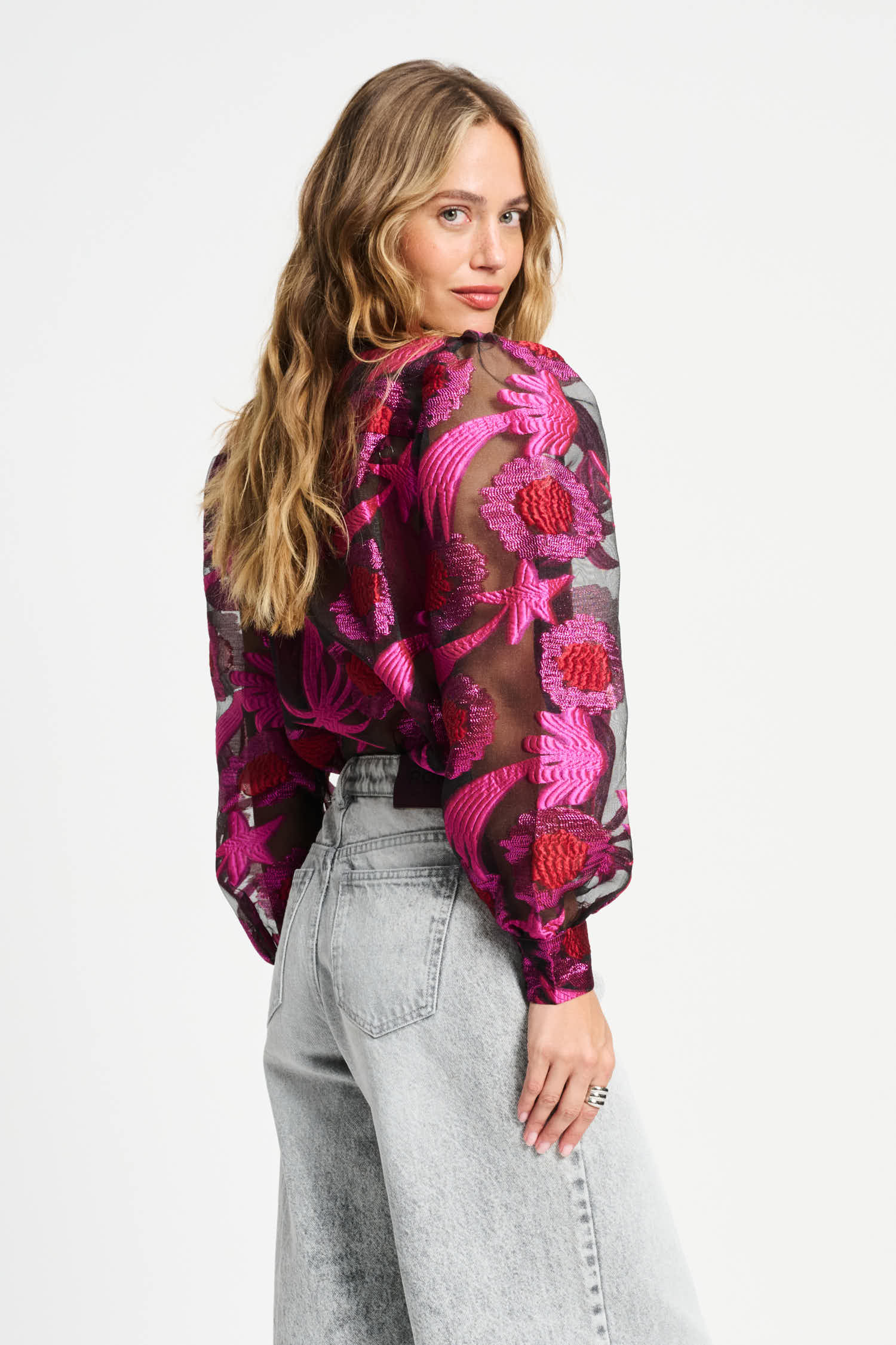 POM Amsterdam Blouses BLOUSE - Splashing Fireworks Organza