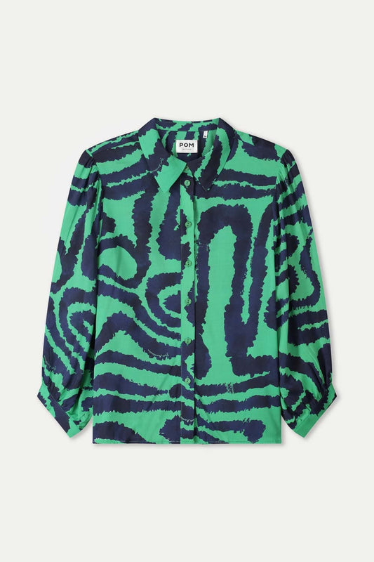 POM Amsterdam Blouses BLOUSE - Waves Green