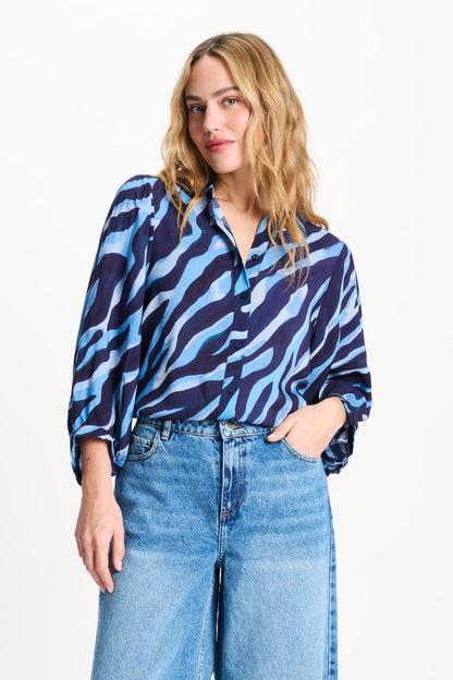 POM Amsterdam Blouses Blue / 34 BLOUSE - Animal Blue