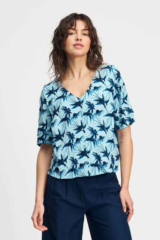 POM Amsterdam Blouses Blue / 34 BLOUSE - Artisan Blue