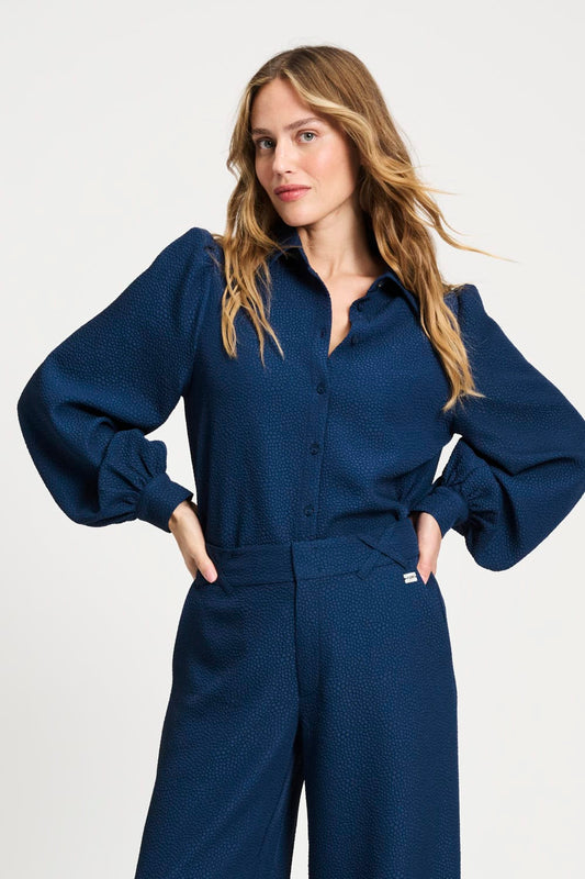POM Amsterdam Blouses Blue / 34 BLOUSE - Bubble Nightfall Blue