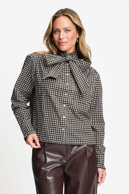 POM Amsterdam Blouses Brown / 34 BLOUSE - Noa Check Brown